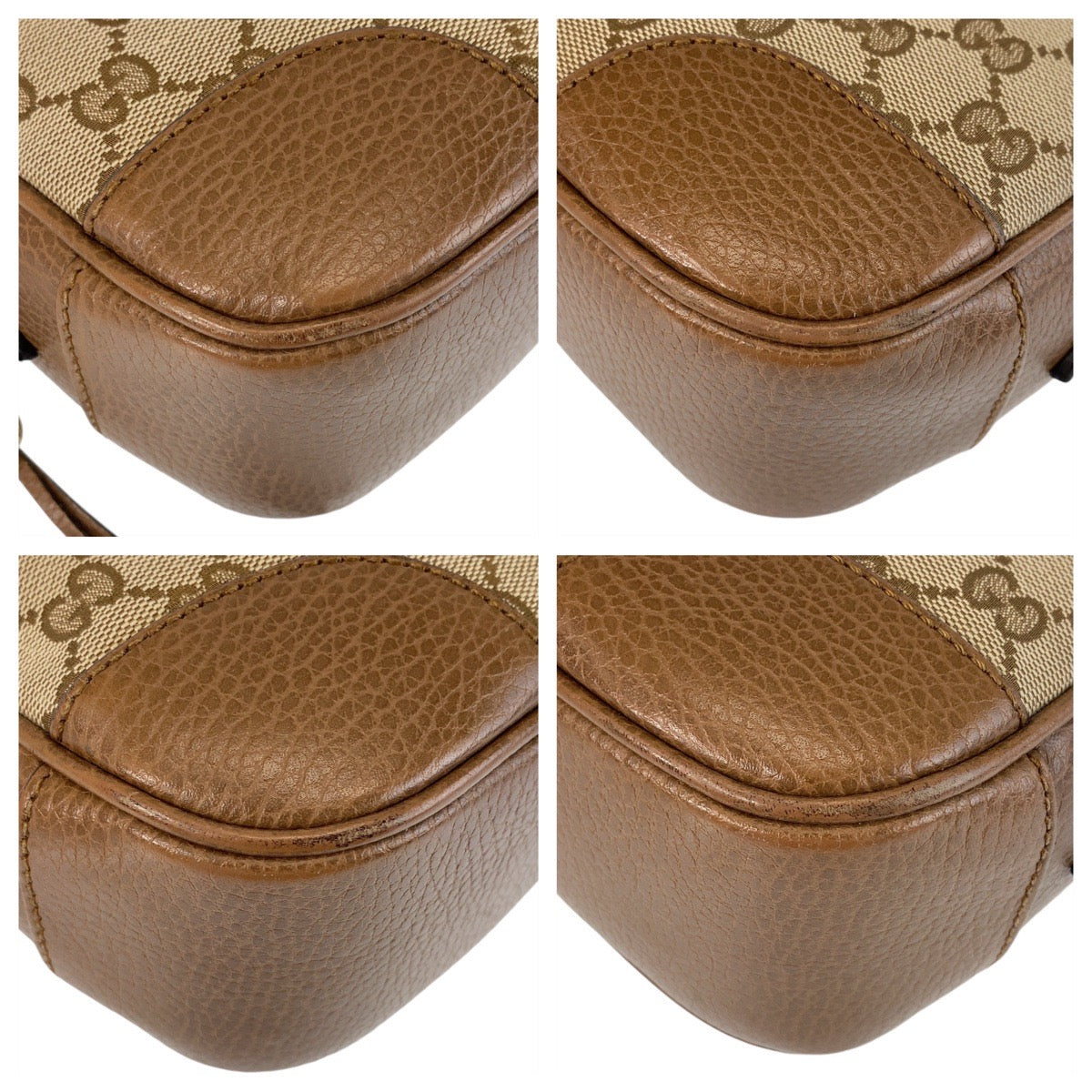 GUCCI Shoulder Bag 449413 GG canvas, leather Brown Gold Metal Crossbody Shoulder Bag Pochette Women Used Authentic