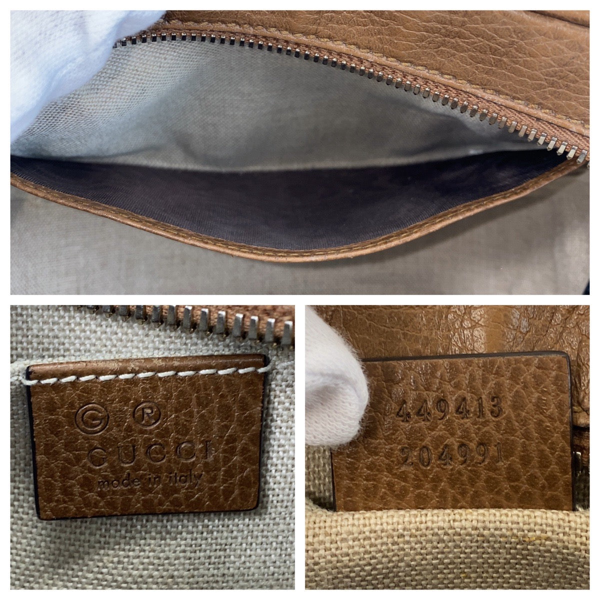GUCCI Shoulder Bag 449413 GG canvas, leather Brown Gold Metal Crossbody Shoulder Bag Pochette Women Used Authentic