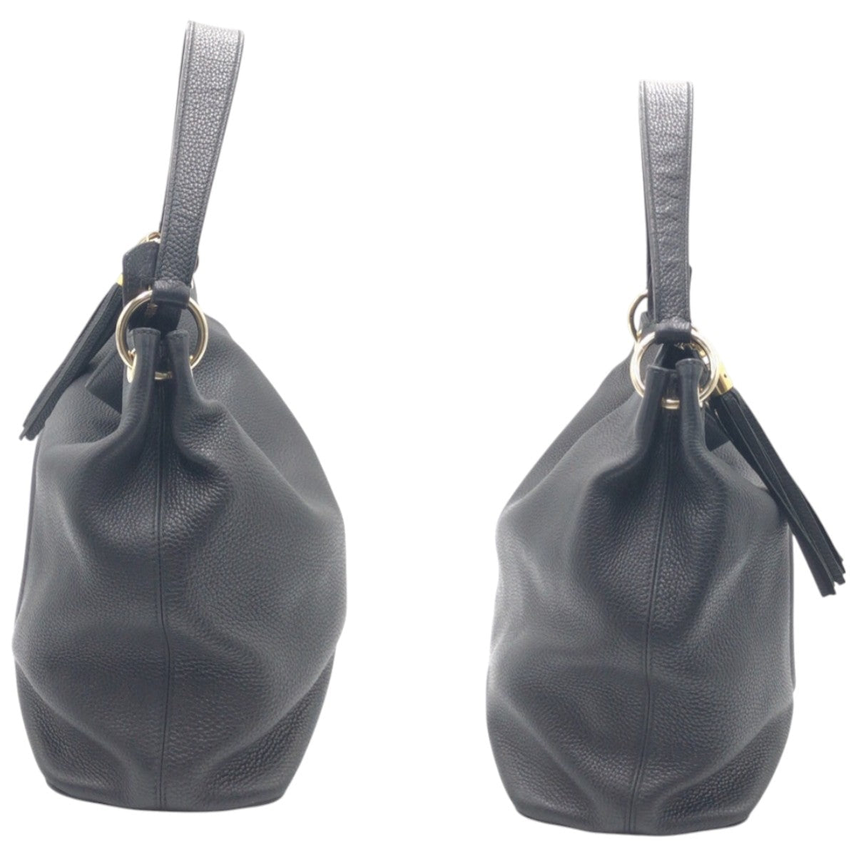 GUCCI Shoulder Bag 408825 leather Black black Hobo Shoulder Bag Handbag 2WAY Soho Interlocking G Women Used Authentic