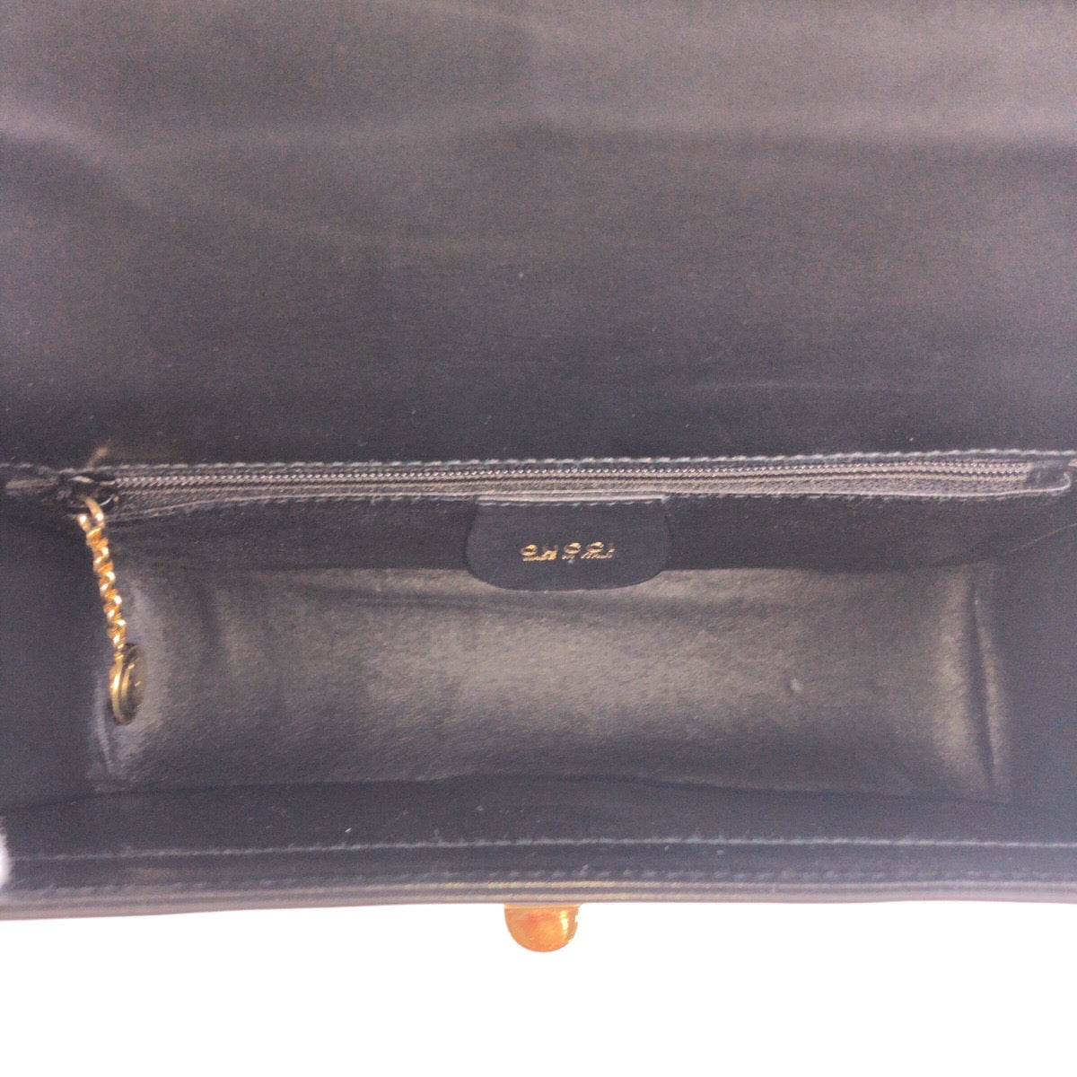 GUCCI Handbag 000 113 0231 leather Black GoldMetal Bamboo Women Used Authentic