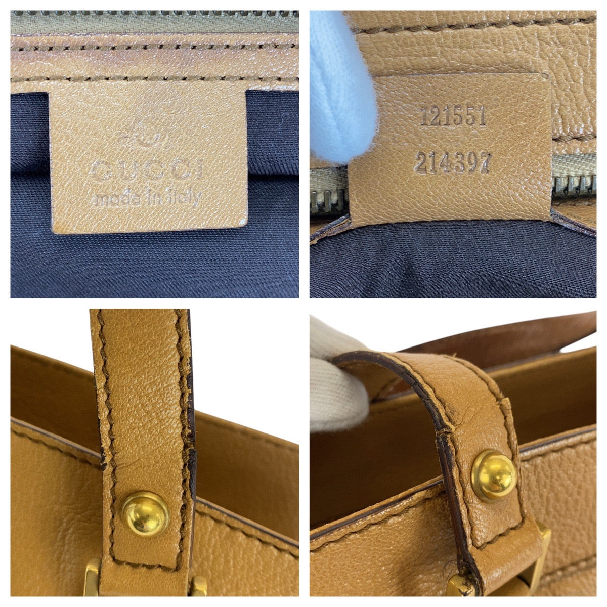 GUCCI Handbag 121551 leather Brown Gold Metal Blondy Women Used Authentic