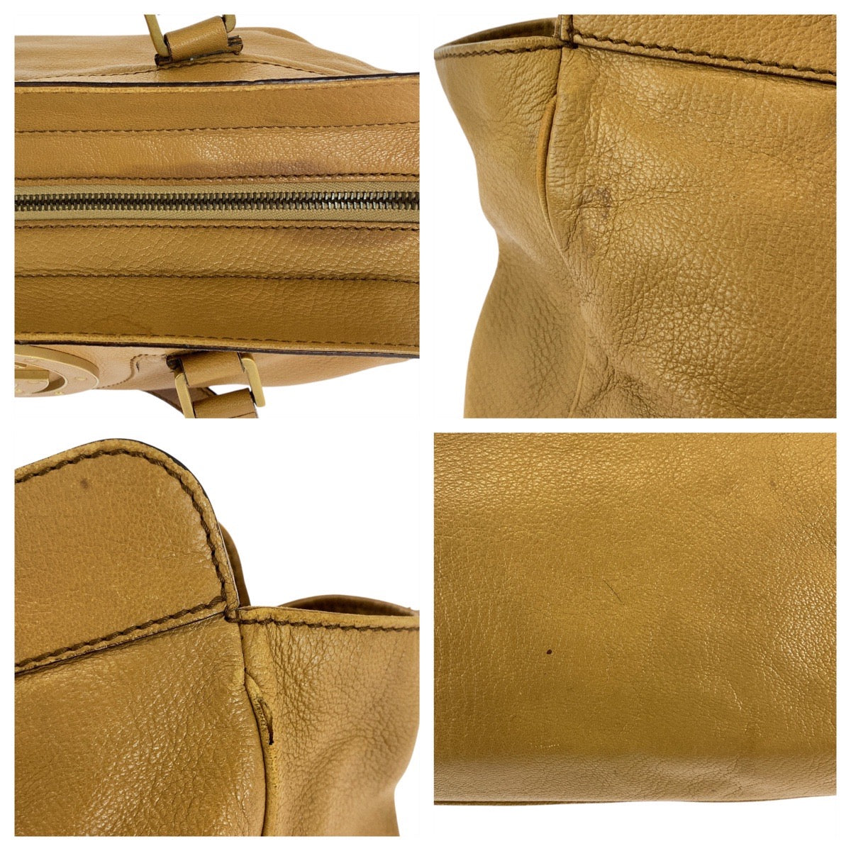 GUCCI Handbag 121551 leather Brown Gold Metal Blondy Women Used Authentic