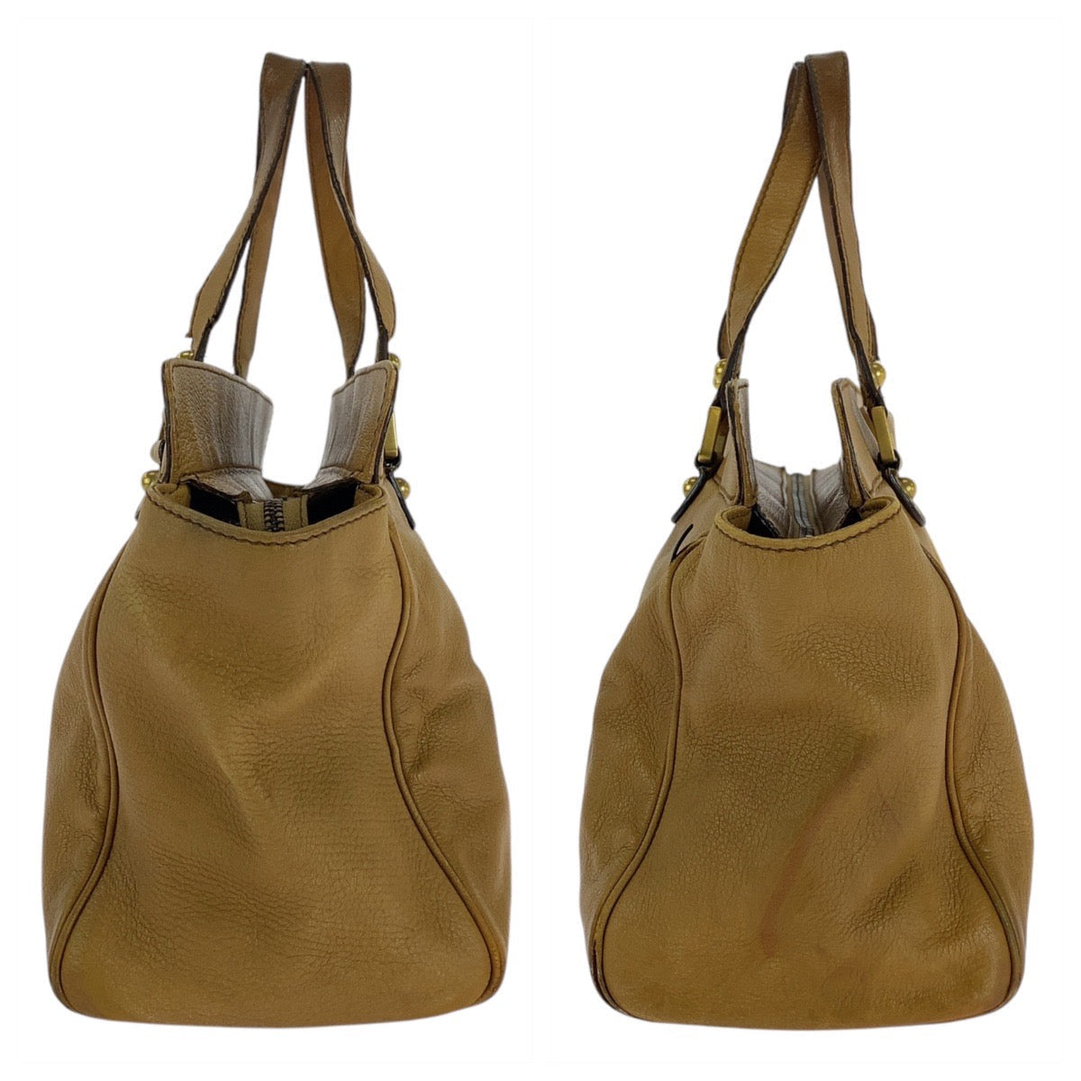 GUCCI Handbag 121551 leather Brown Gold Metal Blondy Women Used Authentic