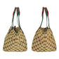 GUCCI Tote Bag 131228 GG canvas, leather Brown beige Tote Bag Shoulder Bag Sherry line Women Used Authentic