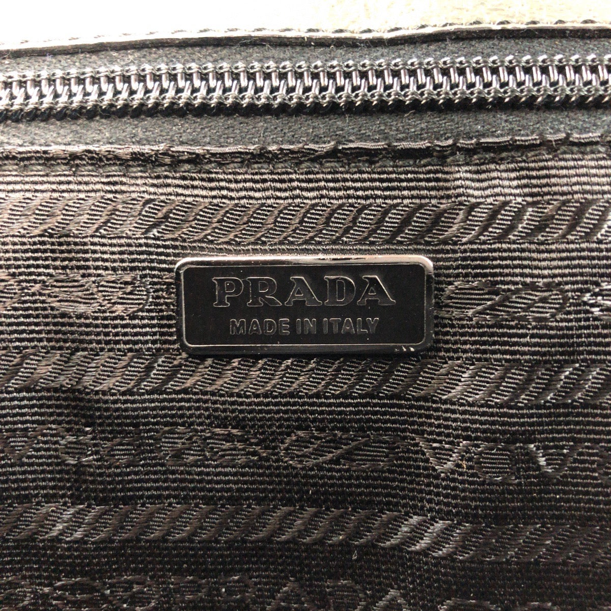 PRADA Business bag leather Green Blue SilverMetal Business bag handbag Bicolor triangleWith logo mens Used Authentic