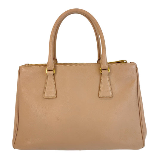 PRADA Handbag leather Beige Gold Metal Handbag Crossbody Shoulder Bag 2way Safiano Galleria TriangleWith logo Women Used Authentic