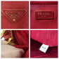 PRADA Handbag leather Red Gold Metal Handbag Safiano Galleria Women Used Authentic
