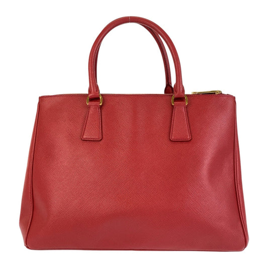 PRADA Handbag leather Red Gold Metal Handbag Safiano Galleria Women Used Authentic