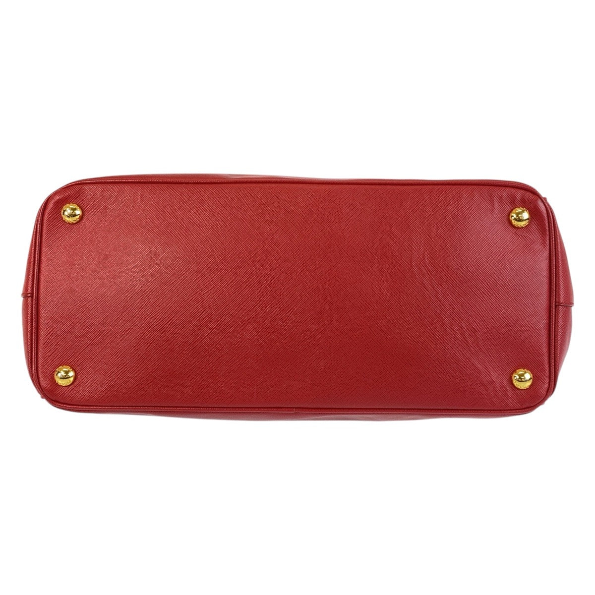 PRADA Handbag leather Red Gold Metal Handbag Safiano Galleria Women Used Authentic