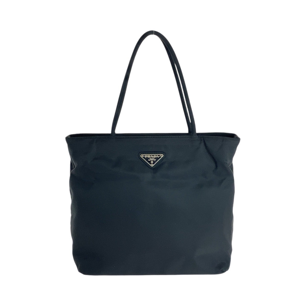 PRADA Shoulder Bag Nylon Black SilverMetal Shoulder Bag Tote Bag Test Triangle With logo Women Used Authentic