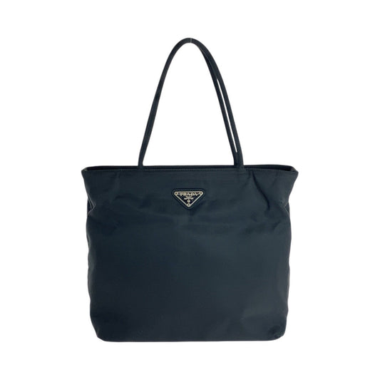 PRADA Shoulder Bag Nylon Black SilverMetal Shoulder Bag Tote Bag Test Triangle With logo Women Used Authentic
