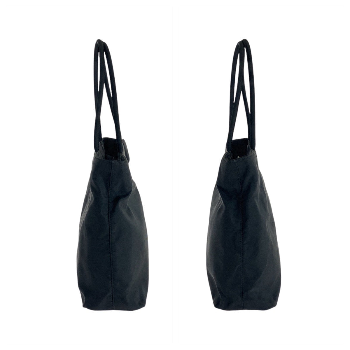 PRADA Shoulder Bag Nylon Black SilverMetal Shoulder Bag Tote Bag Test Triangle With logo Women Used Authentic