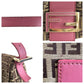 FENDI Shoulder Bag Canvas, Leather Brown Pink Gold Metal Shoulder Bag Zucchino Mamma Bucket Women Used Authentic