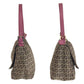 FENDI Shoulder Bag Canvas, Leather Brown Pink Gold Metal Shoulder Bag Zucchino Mamma Bucket Women Used Authentic