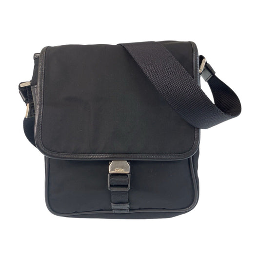 PRADA Shoulder Bag Nylon Black SilverMetal Crossbody Shoulder Bag Messenger Bag Test Triangle With logo Women Used Authentic