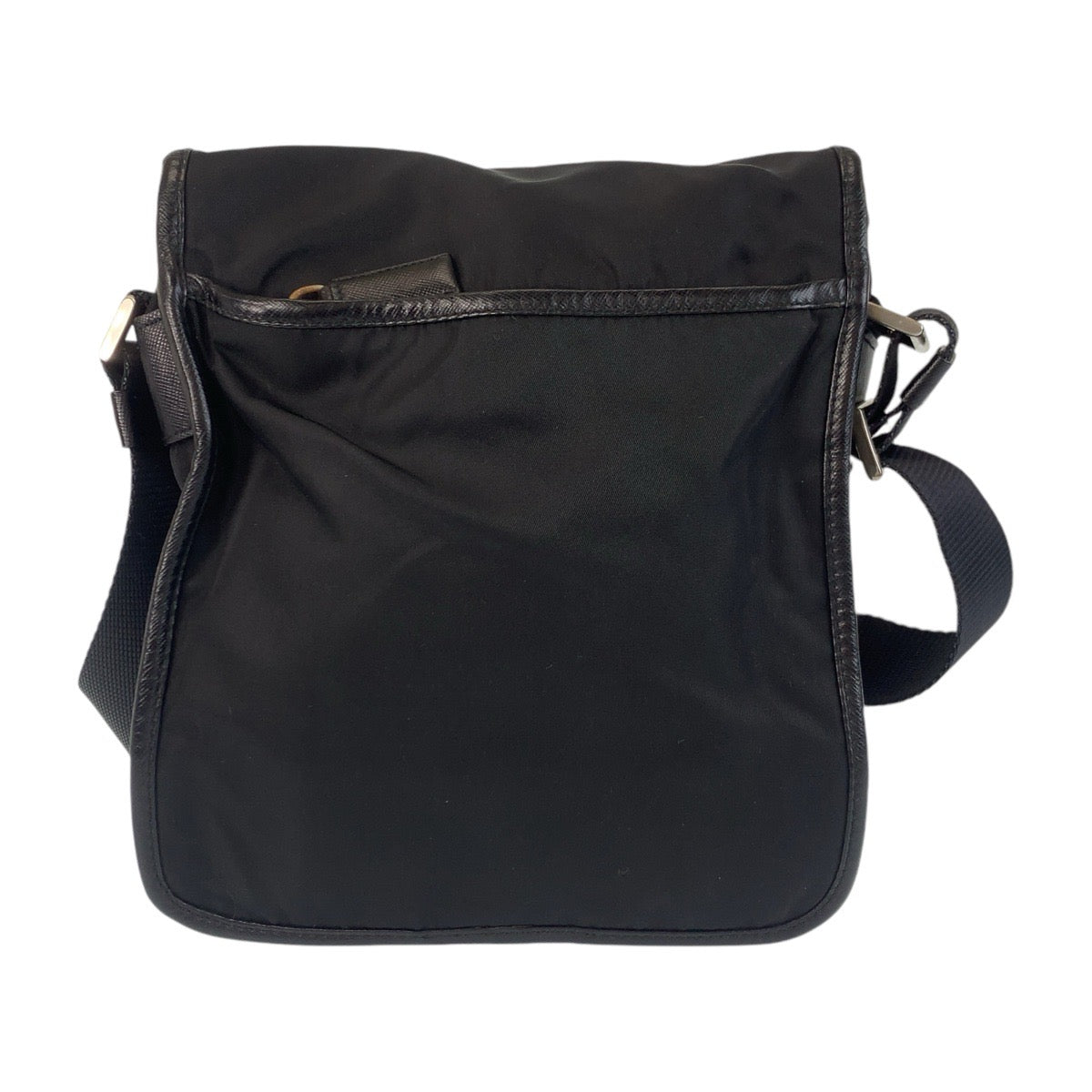 PRADA Shoulder Bag Nylon Black SilverMetal Crossbody Shoulder Bag Messenger Bag Test Triangle With logo Women Used Authentic