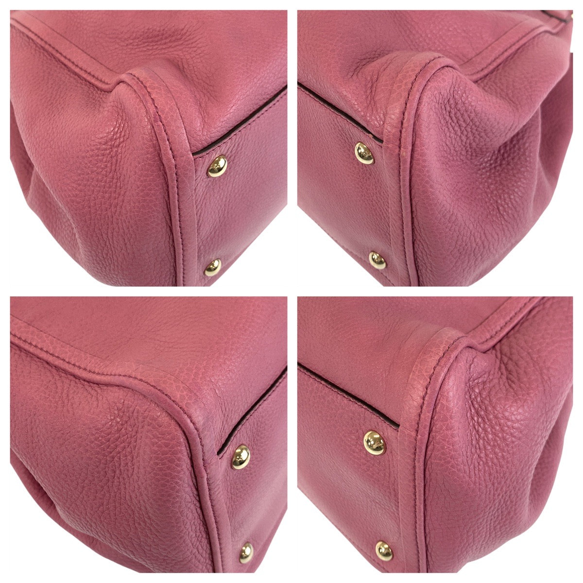 GUCCI Tote Bag 282309 leather Pink Gold Metal Tote Bag Shoulder Bag Soho Interlocking Women Used Authentic