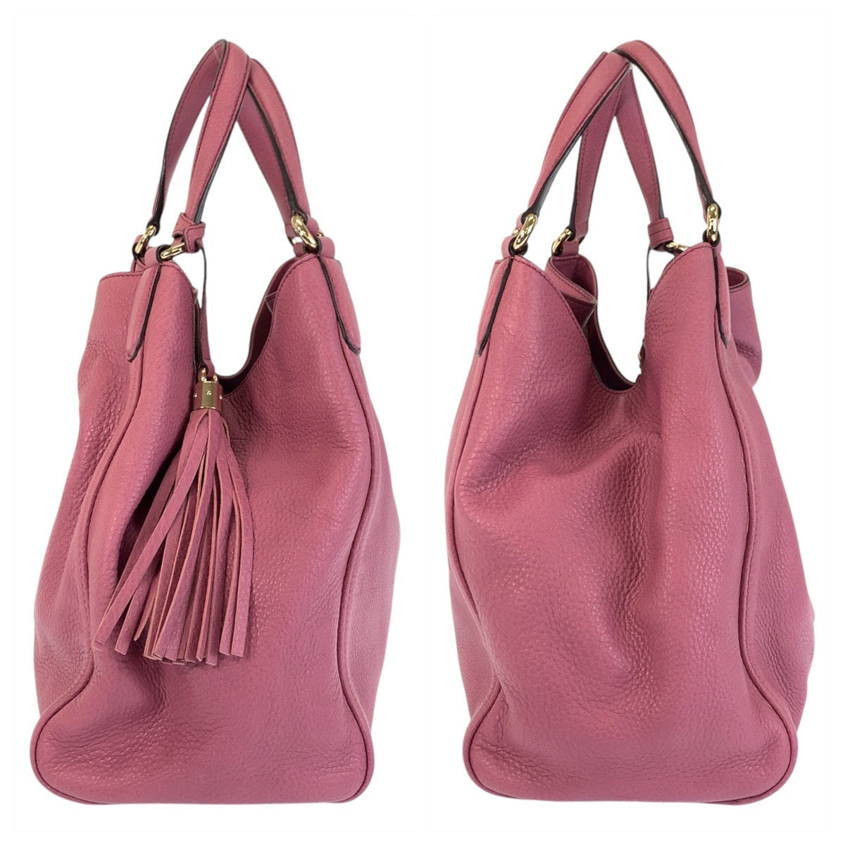 GUCCI Tote Bag 282309 leather Pink Gold Metal Tote Bag Shoulder Bag Soho Interlocking Women Used Authentic