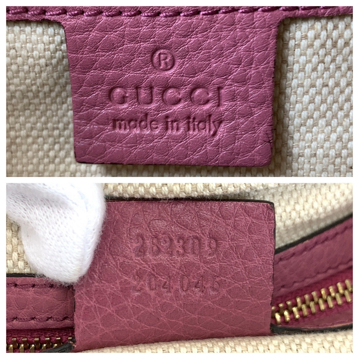 GUCCI Tote Bag 282309 leather Pink Gold Metal Tote Bag Shoulder Bag Soho Interlocking Women Used Authentic