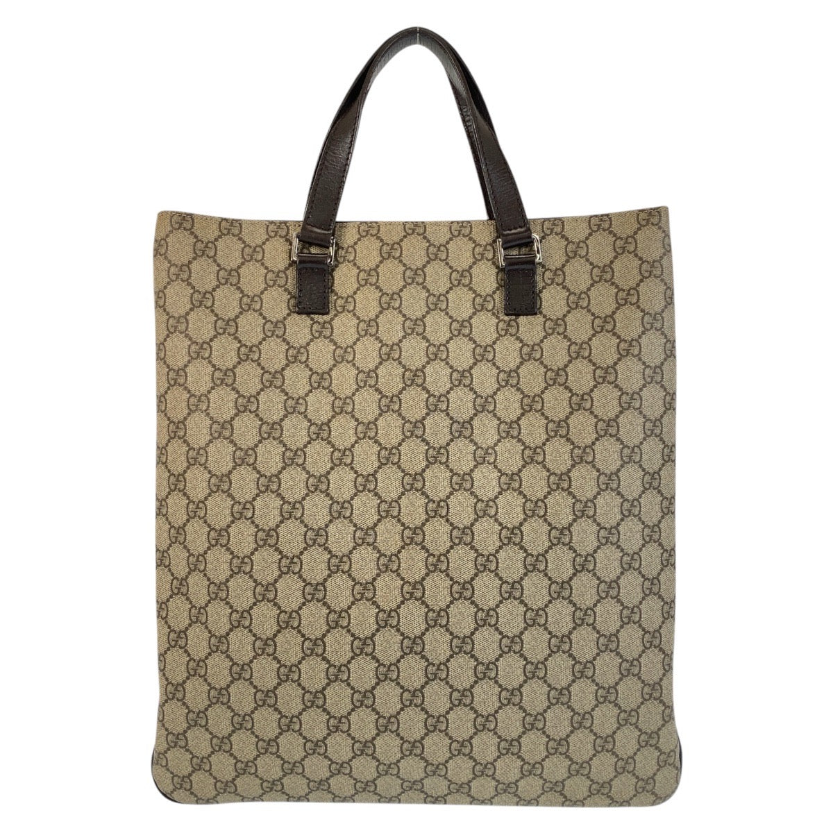 GUCCI Tote Bag 131258 GG Supreme canvas, leather Beige brown Tote Bag Women Used Authentic