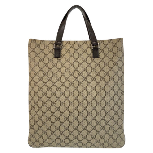 GUCCI Tote Bag 131258 GG Supreme canvas, leather Beige brown Tote Bag Women Used Authentic