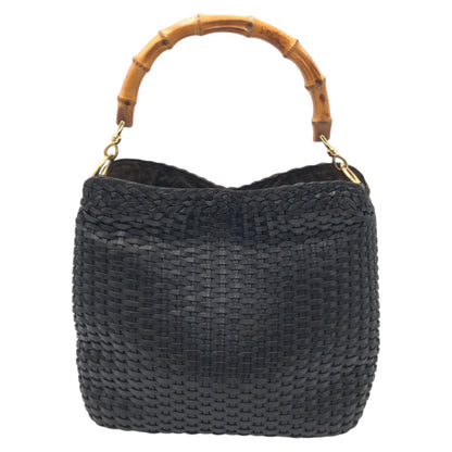 GUCCI Handbag 001 0166 leather Black black Handbag Shoulder Bag Bamboo Women Used Authentic