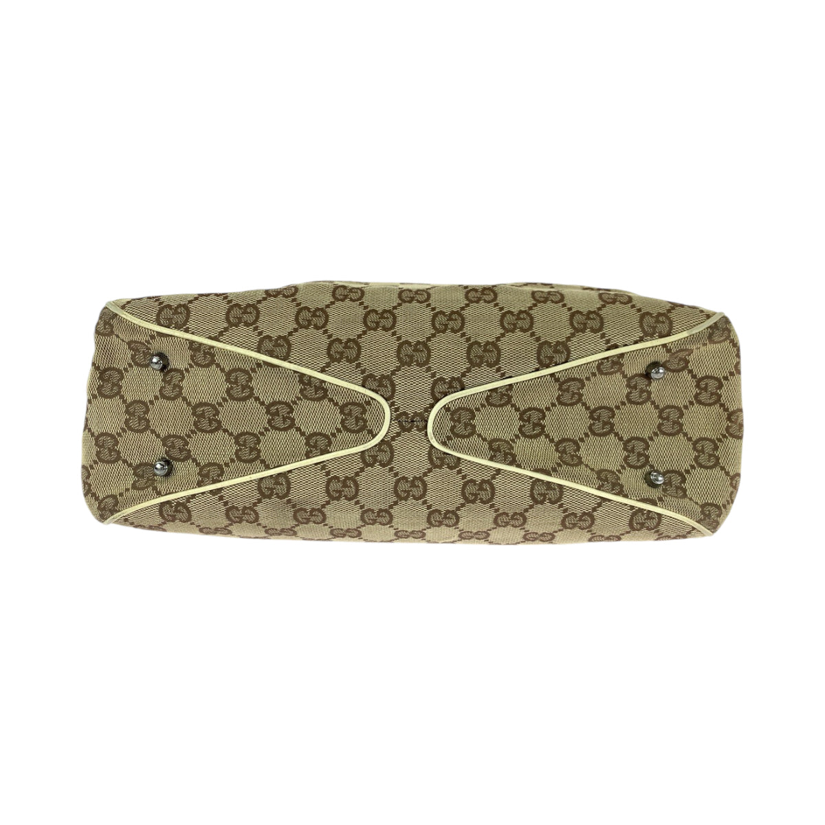 GUCCI Tote Bag 113019 GG canvas Brown Beige SilverMetal Tote Bag Shoulder Bag Women Used Authentic