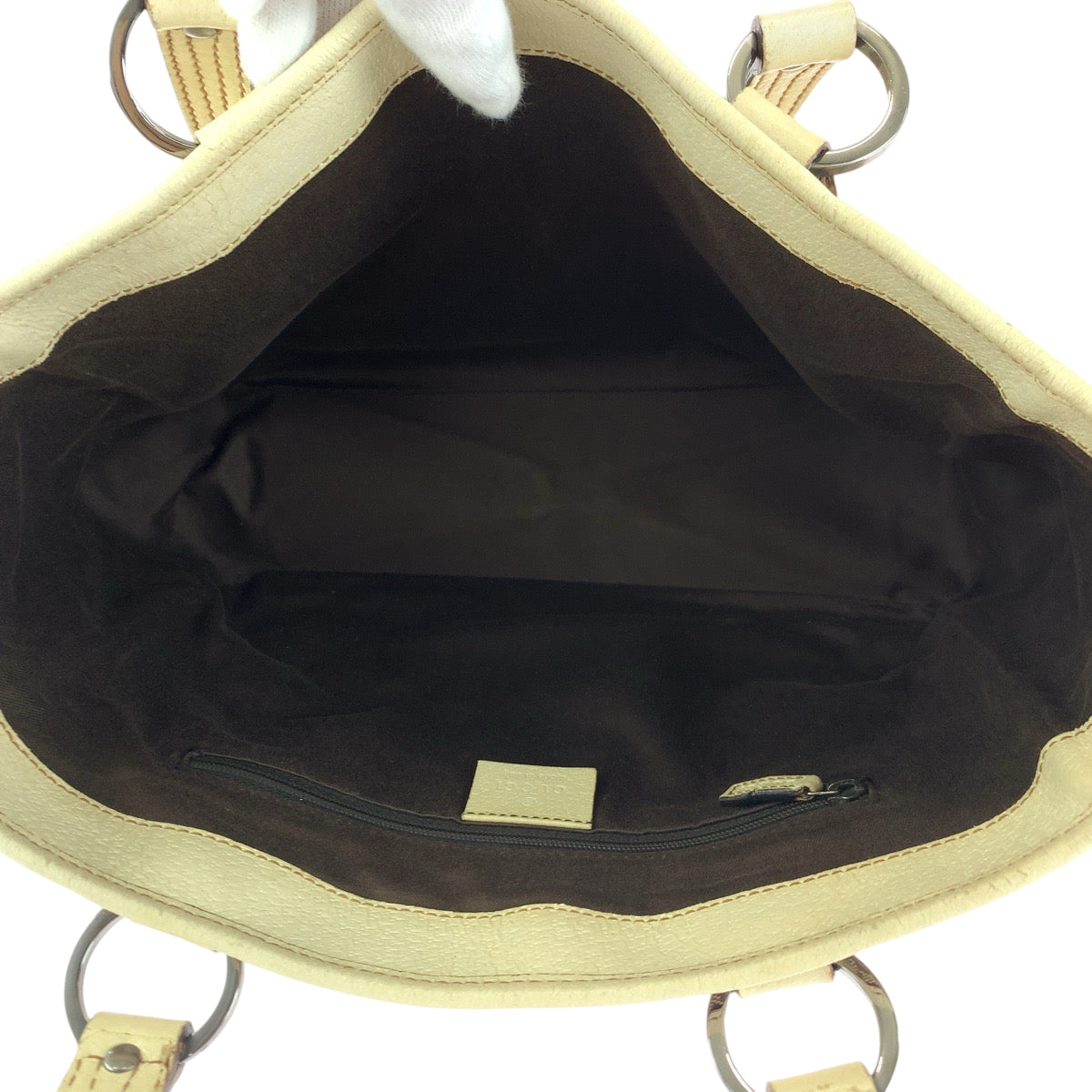 GUCCI Tote Bag 113019 GG canvas Brown Beige SilverMetal Tote Bag Shoulder Bag Women Used Authentic
