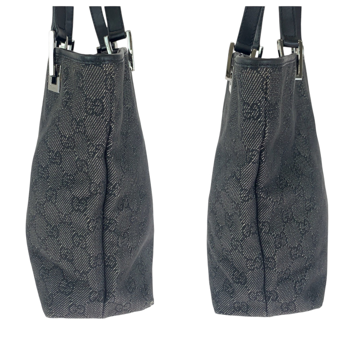 GUCCI Tote Bag 31244 GG canvas Black SilverMetal Tote Bag handbag Women Used Authentic