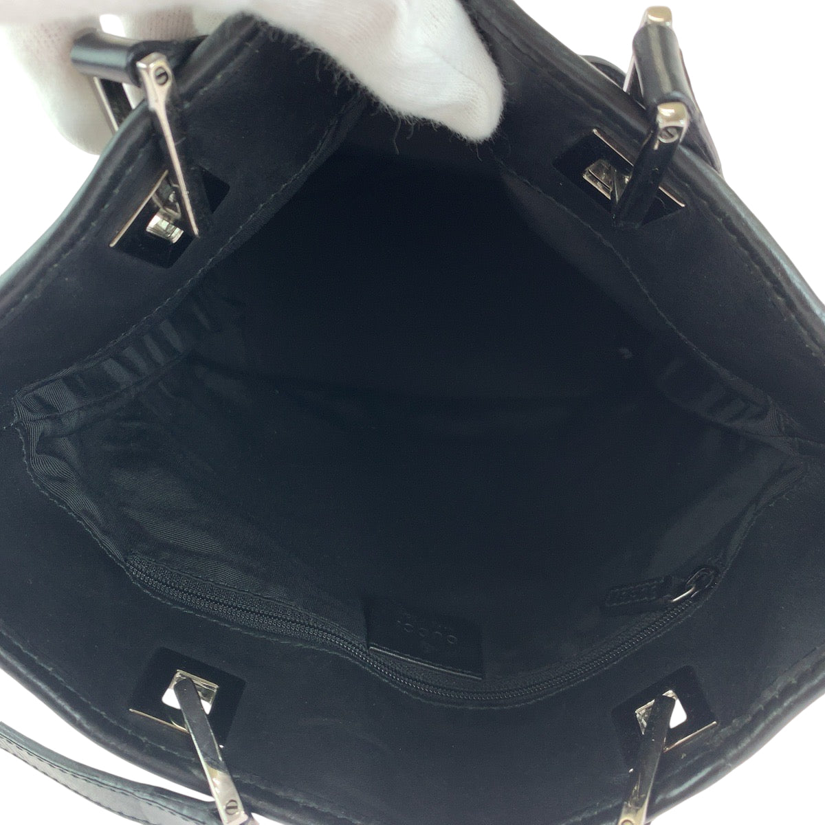 GUCCI Tote Bag 31244 GG canvas Black SilverMetal Tote Bag handbag Women Used Authentic