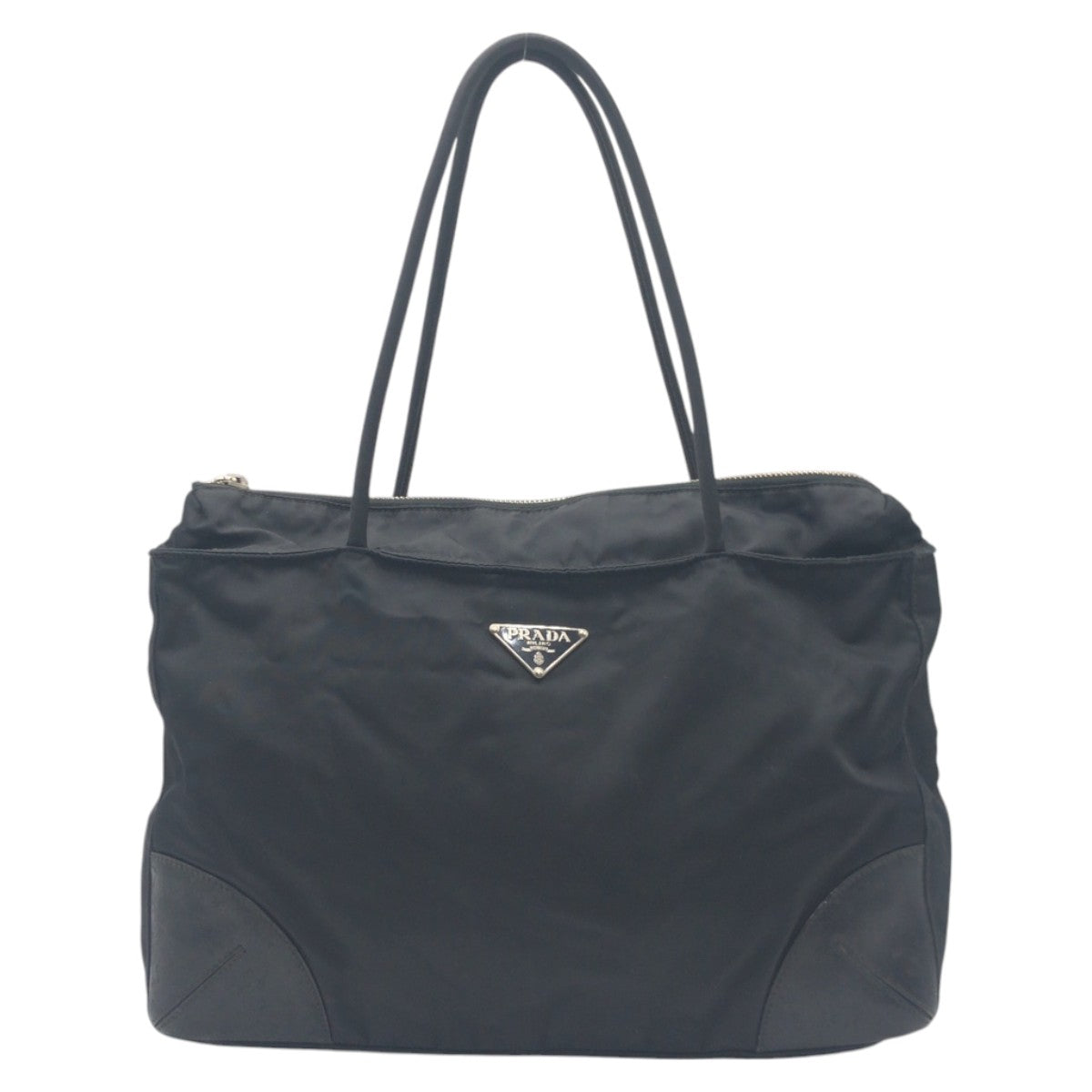 PRADA Tote Bag Nylon Black black Tote Bag Shoulder Bag Handbag Unisex Test Triangular logo Women Used Authentic