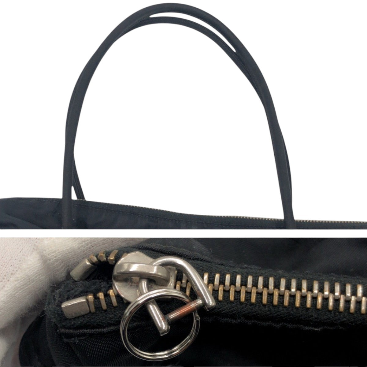 PRADA Tote Bag Nylon Black black Tote Bag Shoulder Bag Handbag Unisex Test Triangular logo Women Used Authentic