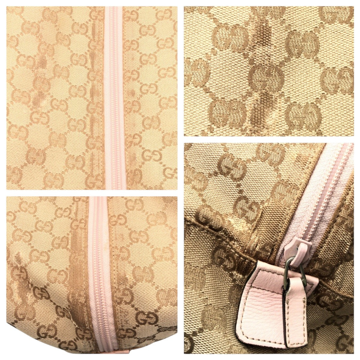GUCCI Boston Duffel bag 153240 GG canvas Brown pink Boston Duffel bag unisex GG pattern Women Used Authentic