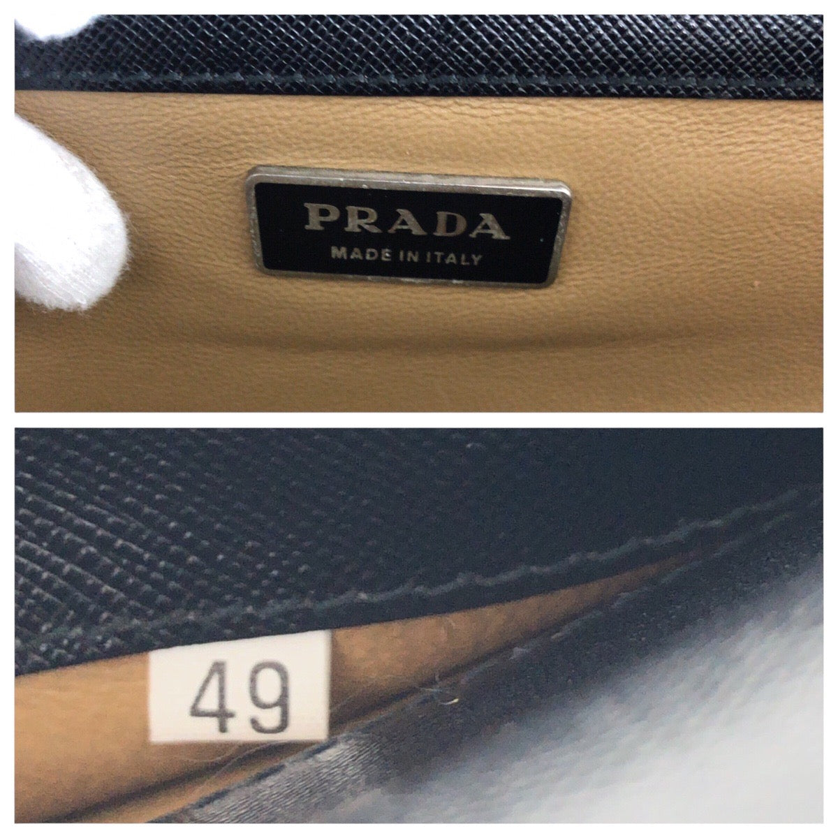 PRADA Business bag leather Black SilverMetal Business bag briefcase Safiano mens Used Authentic