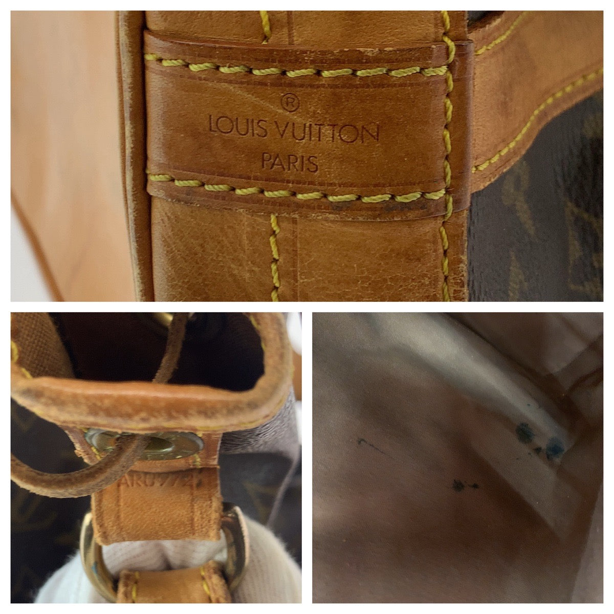 LOUIS VUITTON Shoulder Bag M42224 PVC Brown Gold Metal Shoulder Bag Monogram Noe Women Used Authentic