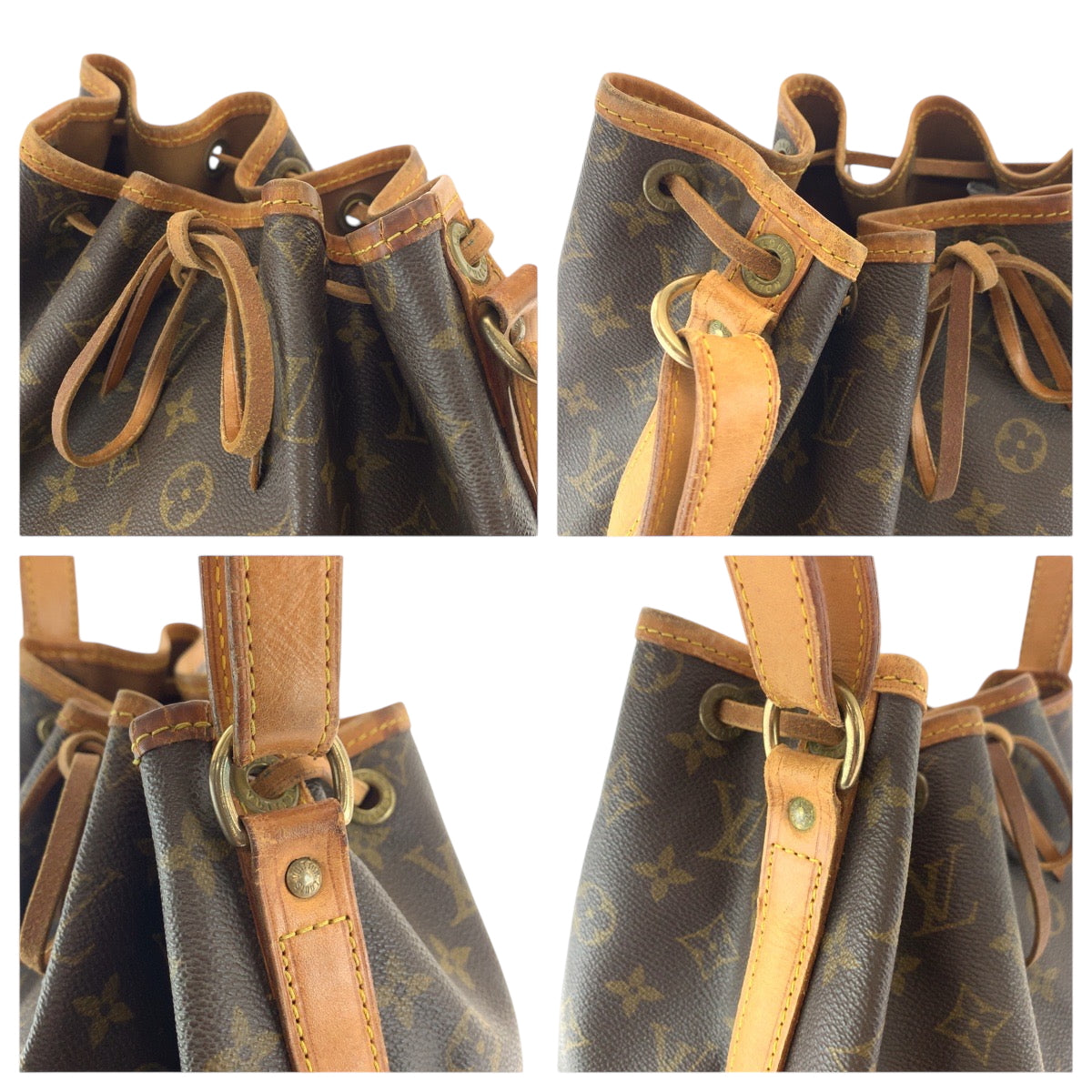 LOUIS VUITTON Shoulder Bag M42224 PVC Brown Gold Metal Shoulder Bag Monogram Noe Women Used Authentic