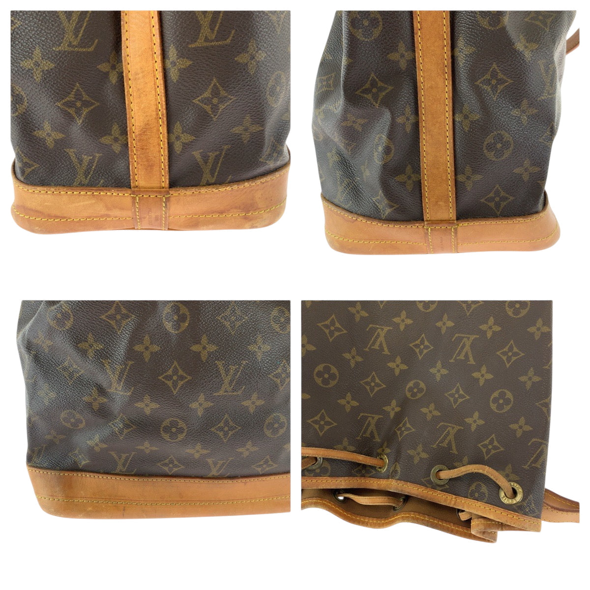 LOUIS VUITTON Shoulder Bag M42224 PVC Brown Gold Metal Shoulder Bag Monogram Noe Women Used Authentic
