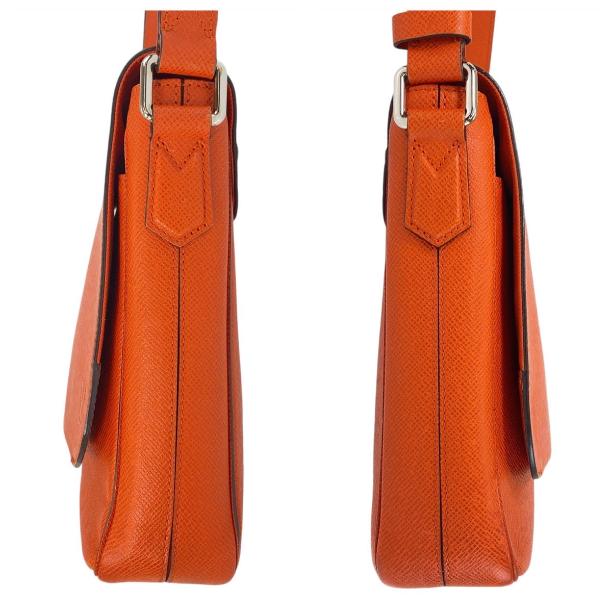 LOUIS VUITTON Shoulder Bag M30618 leather Orange SilverMetal Taiga Roman PM