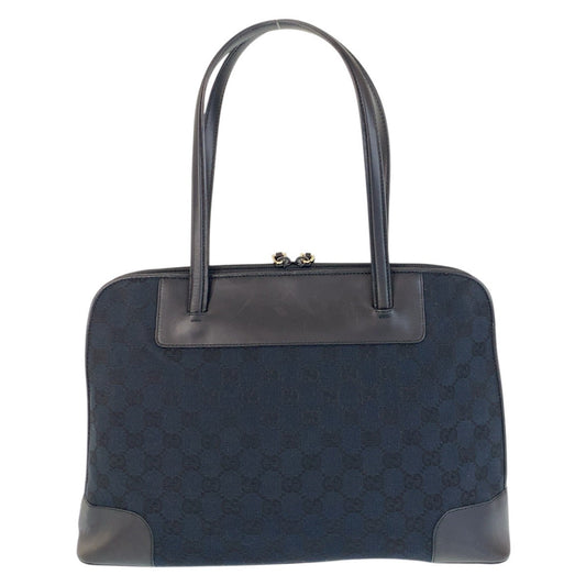 GUCCI Tote Bag 002 1122 GG canvas, leather Black GoldMetal Tote Bag Shoulder Bag Women Used Authentic