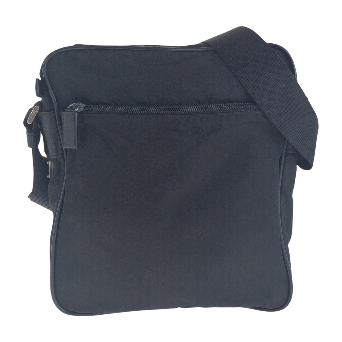PRADA Shoulder Bag Nylon Black SilverMetal Crossbody Shoulder Bag Test Triangle With logo Women Used Authentic