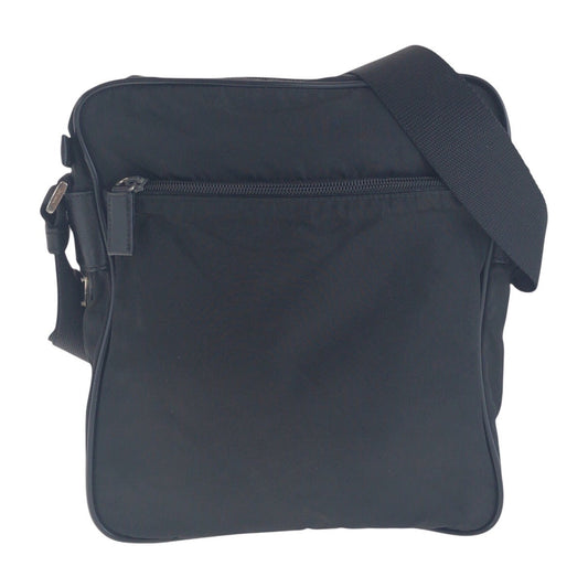 PRADA Shoulder Bag Nylon Black SilverMetal Crossbody Shoulder Bag Test Triangle With logo Women Used Authentic