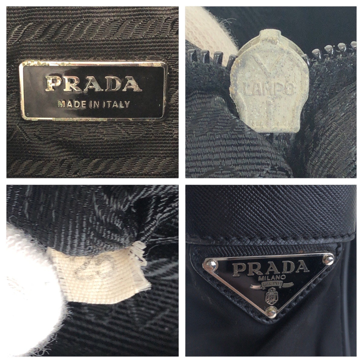 PRADA Shoulder Bag Nylon Black SilverMetal Crossbody Shoulder Bag Test Triangle With logo Women Used Authentic