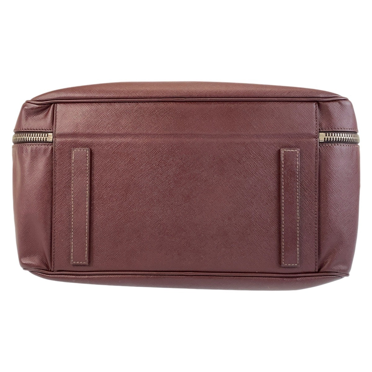 PRADA Boston Duffel bag leather Wine Red SilverMetal Boston Duffel bag Business bag Safiano Triangle With logo mens Used Authentic