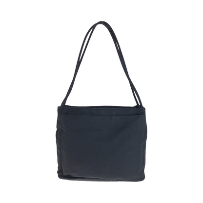 PRADA Tote Bag Nylon Black SilverMetal Tote Bag Shoulder Bag Test Triangle With logo Women Used Authentic
