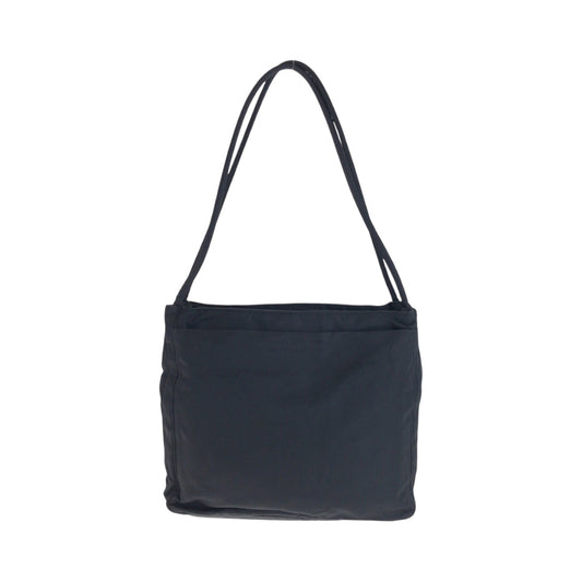 PRADA Tote Bag Nylon Black SilverMetal Tote Bag Shoulder Bag Test Triangle With logo Women Used Authentic