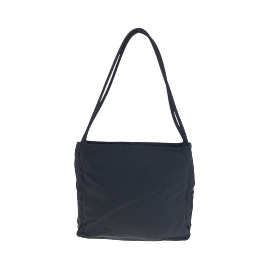 PRADA Tote Bag Nylon Black SilverMetal Tote Bag Shoulder Bag Test Triangle With logo Women Used Authentic