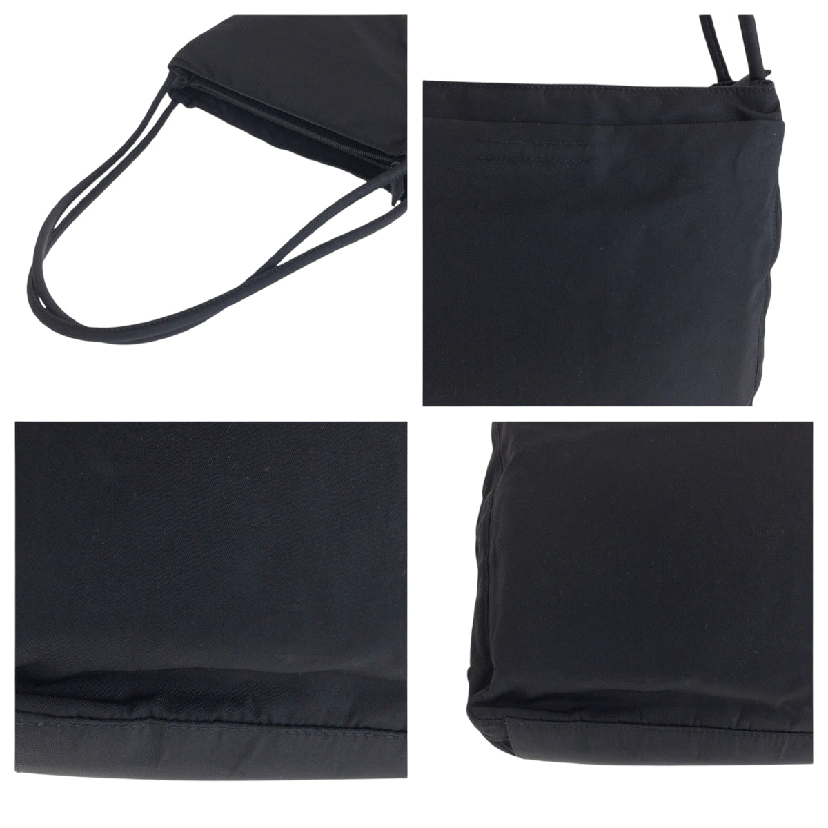 PRADA Tote Bag Nylon Black SilverMetal Tote Bag Shoulder Bag Test Triangle With logo Women Used Authentic