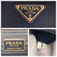PRADA Tote Bag Nylon, Leather Navy Brown Gold Metal Tote Bag handbag Tessuto embossed Triangle With logo Women Used Authentic