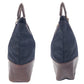 PRADA Tote Bag Nylon, Leather Navy Brown Gold Metal Tote Bag handbag Tessuto embossed Triangle With logo Women Used Authentic