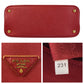 PRADA Handbag leather Red Gold Metal Handbag Safiano Promenade triangleWith logo Women Used Authentic